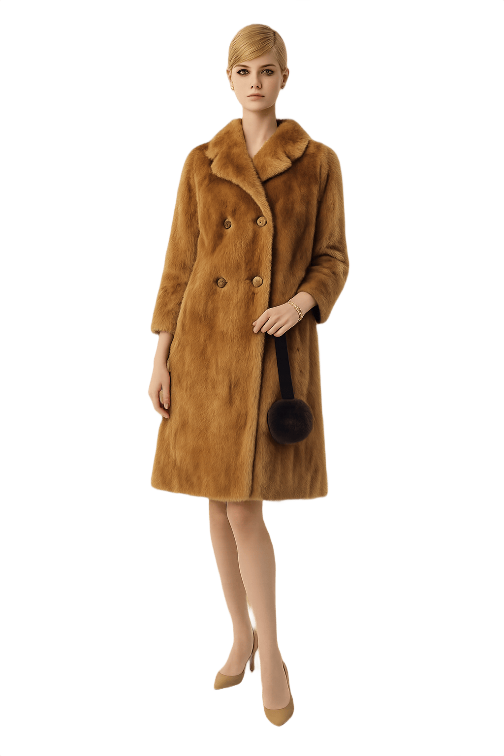60s Vintage Brown Fur Accessory - Model