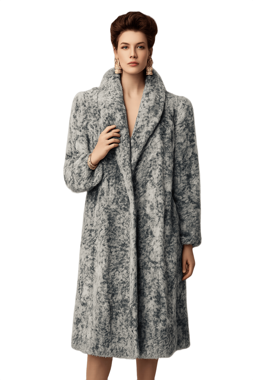 80s Gray Fur Coat - Power-Dressing - Model