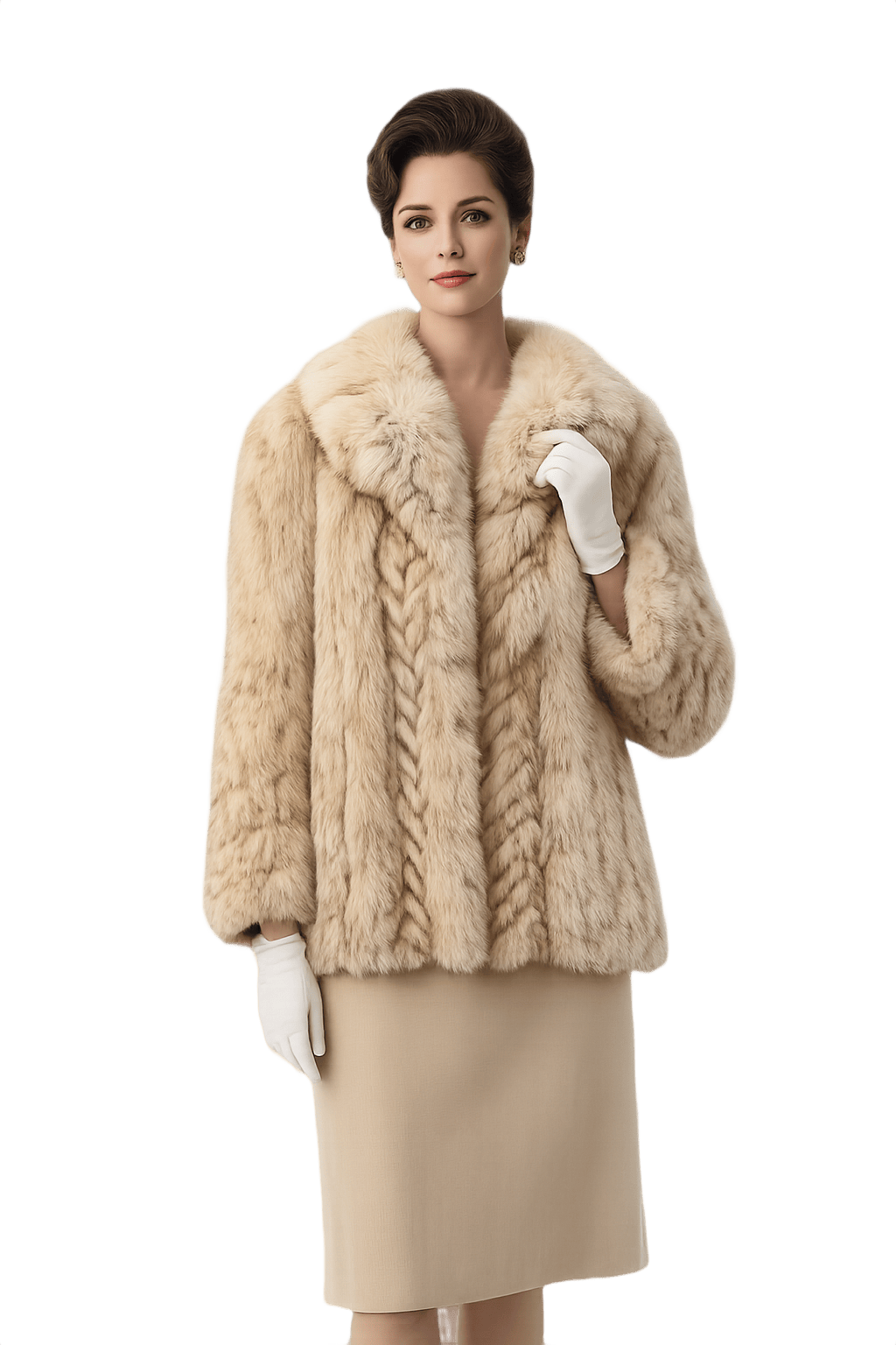 Mid-Century Women's Fur Coat - Soft Chevron - Model