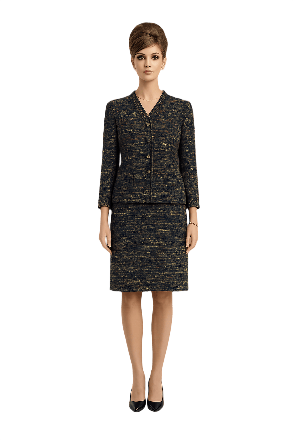 60s Mod Women's Tweed Jacket and Skirt Set - Model