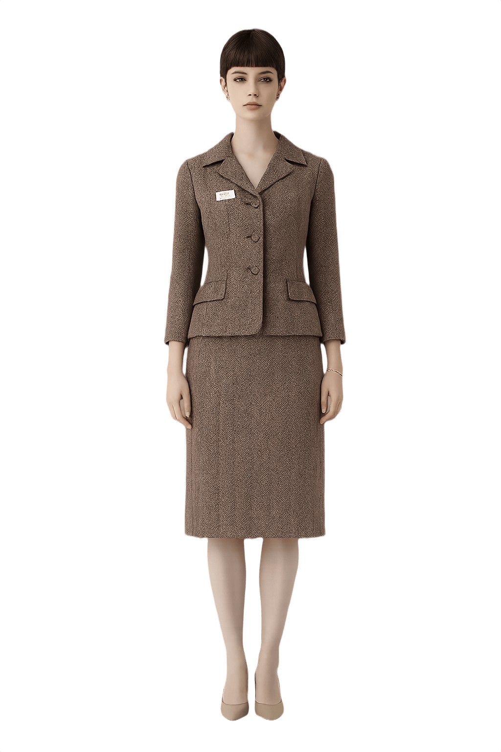 60s Mod Women's Herringbone Jacket and Skirt Set - Model