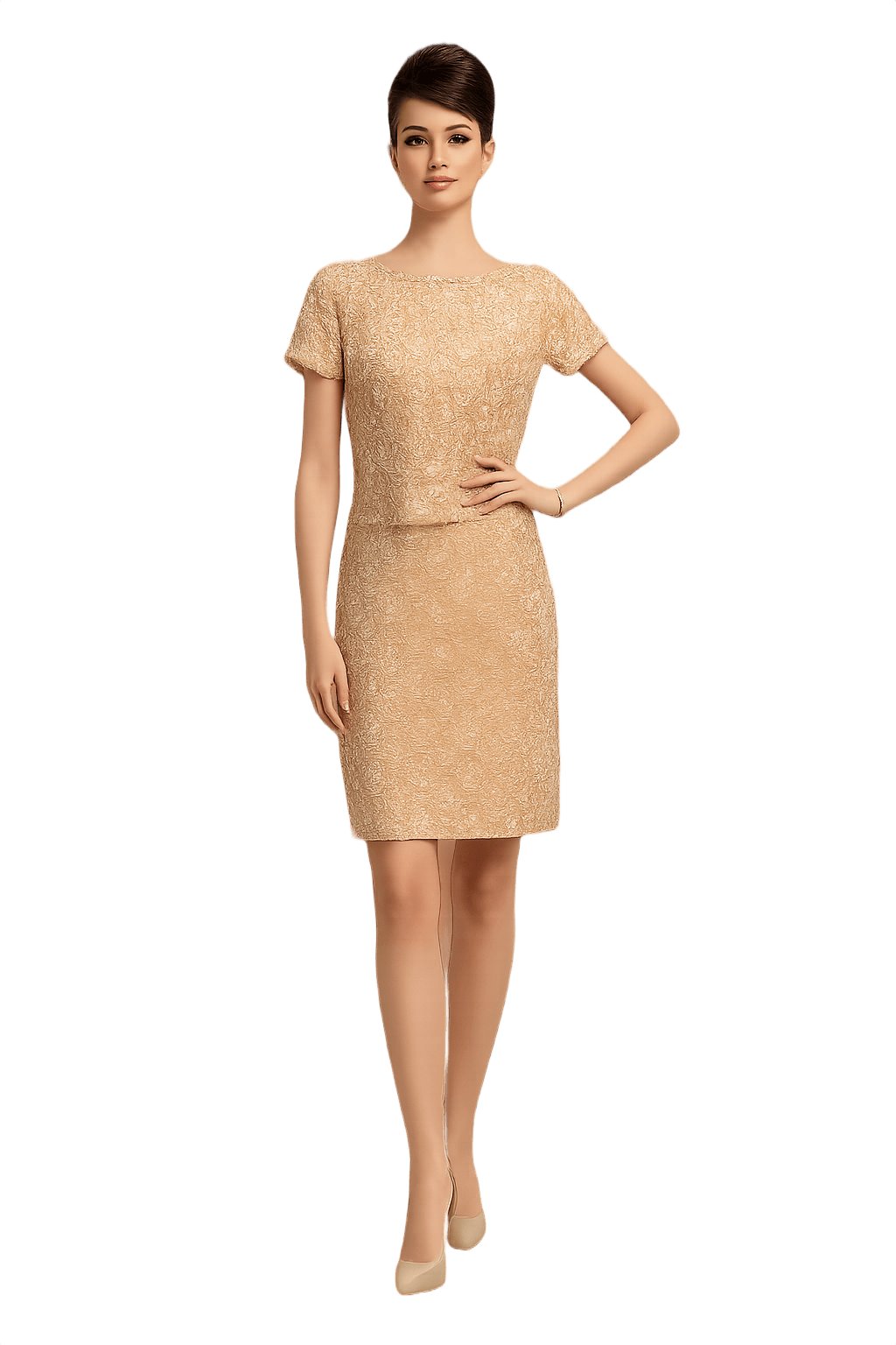 60s Beaded Gold Glam Top - Model