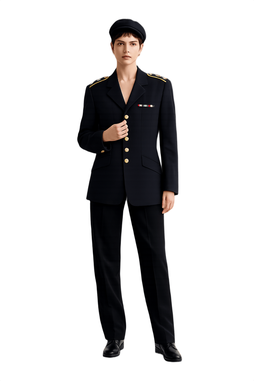 Military-Style Jacket with Military Buttons - Model