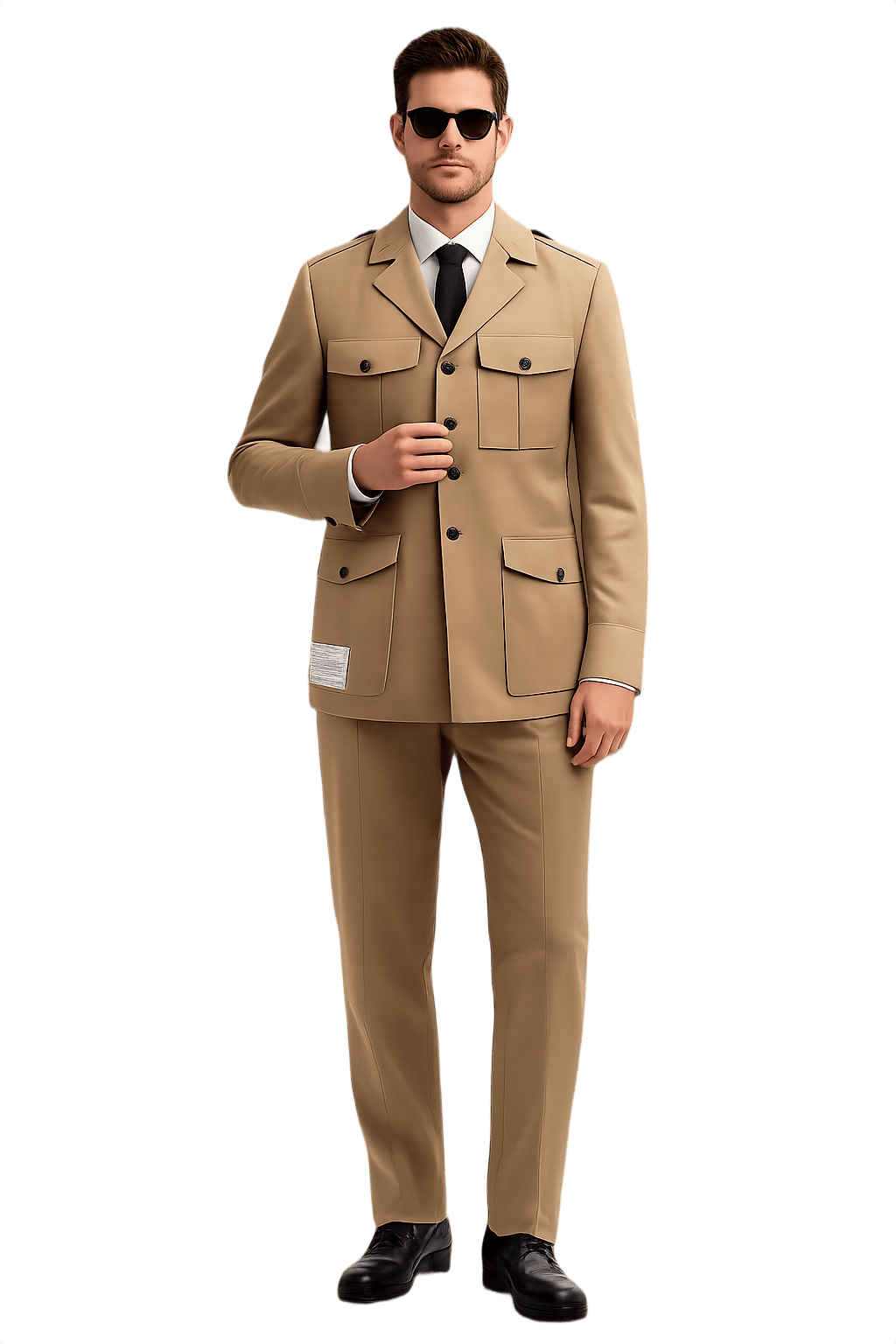 Mens Military Jacket in Khaki - Utilitarian Style - Model