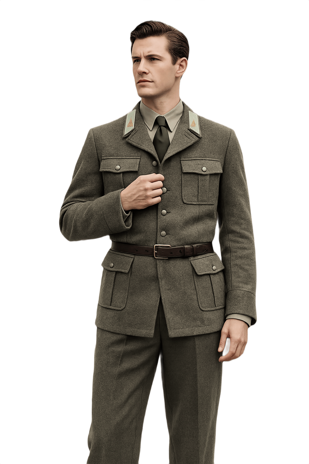 40s Mens Military Jacket with Double Breasted - Model