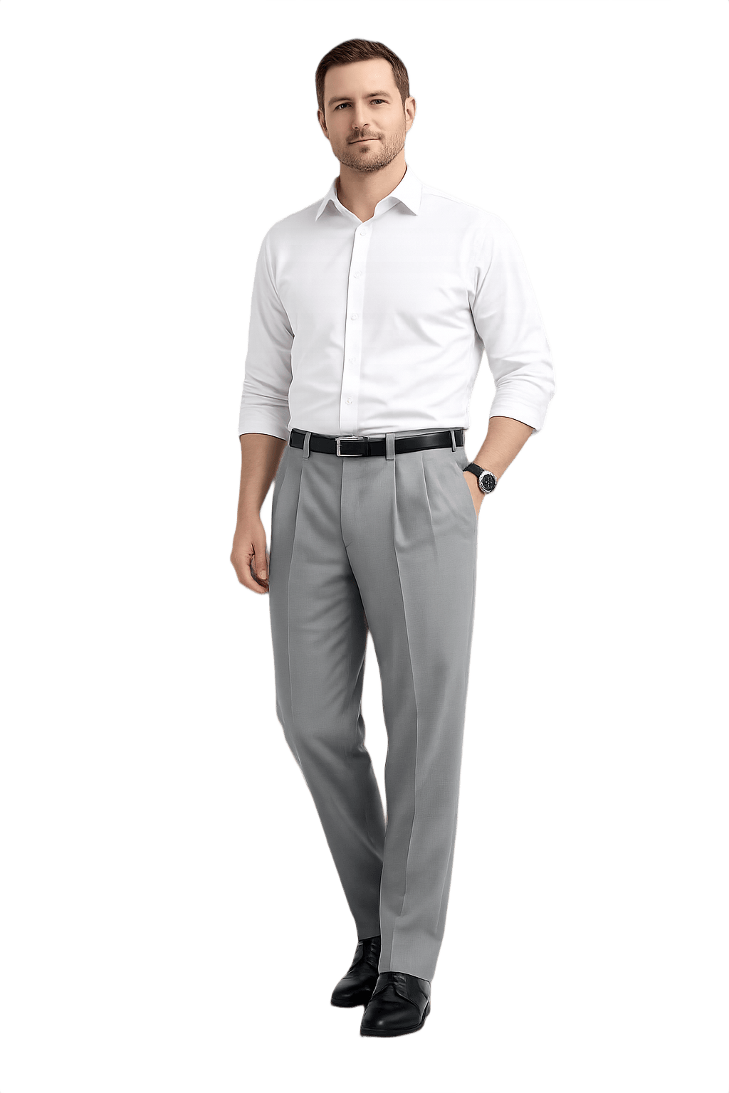 Classic Gray Pleated Trousers - Timeless Men's - Model