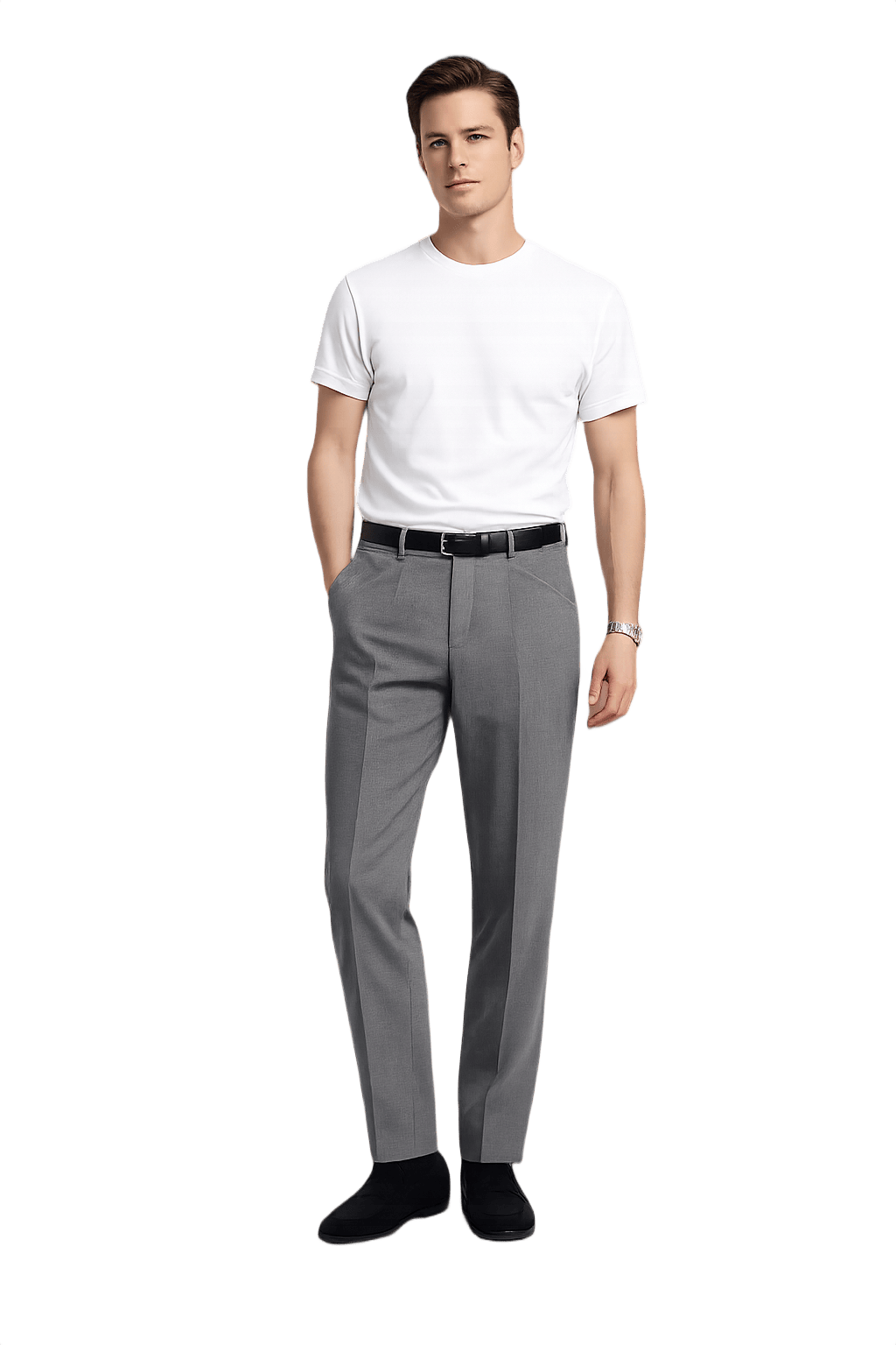 90s Minimalist Striped Trousers - Model