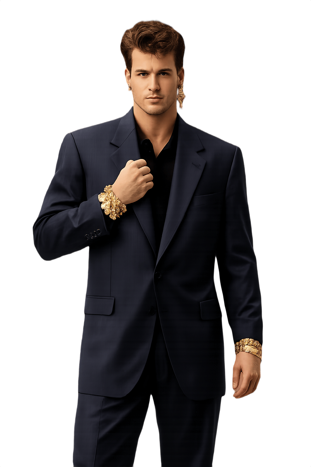 80s Mens Pinstripe Double-Breasted Blazer - Model