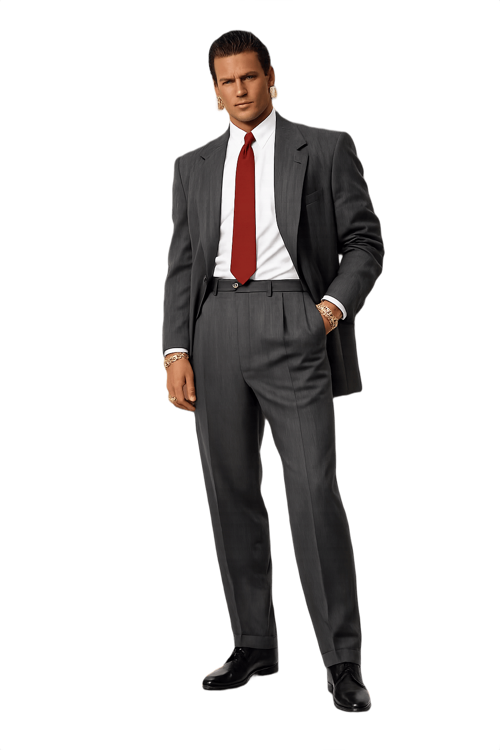 80s High-Waisted Tailored Pants - Menswear - Model