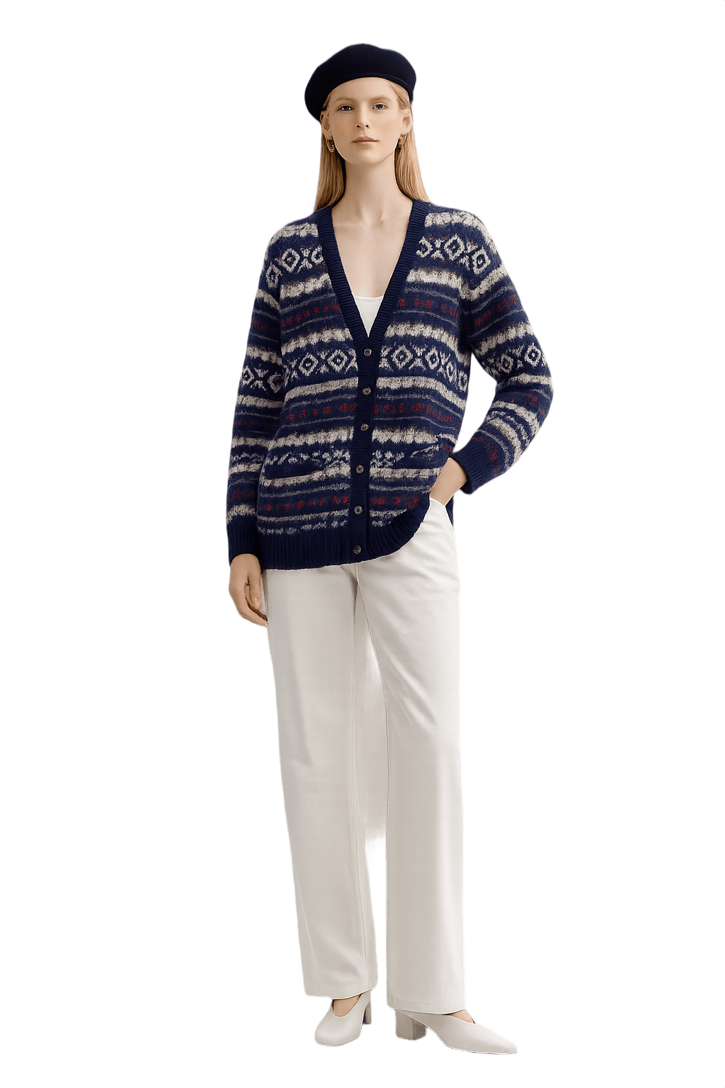Unisex 90s Inspired Knitted Cardigan - Model