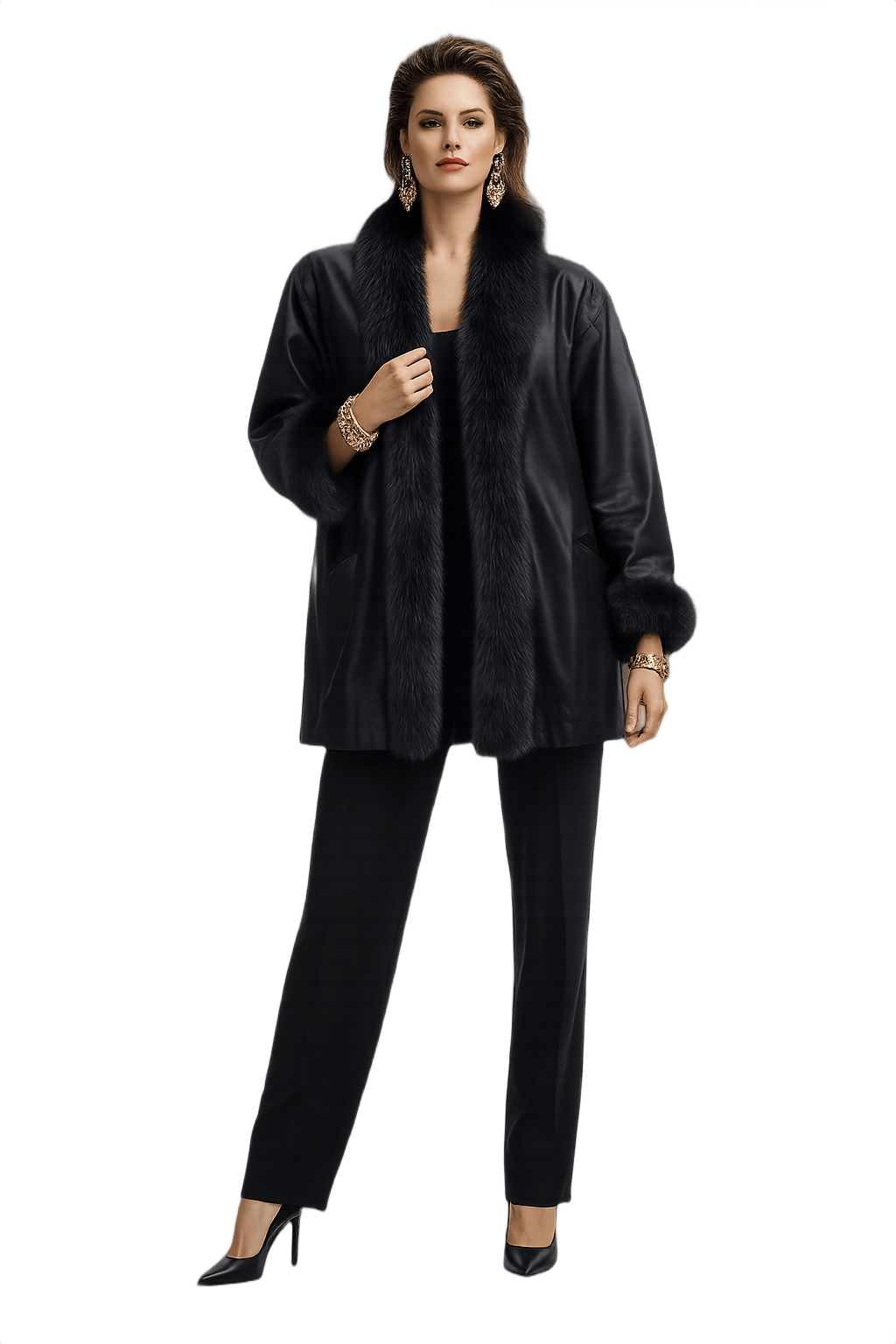 80s Women's Power Suit Fur Coat - Roxe - Model