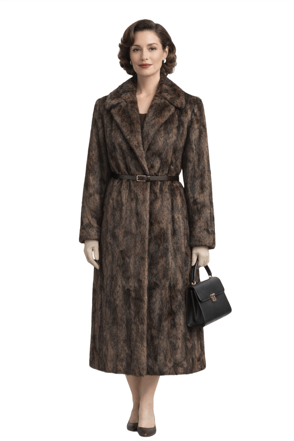 50s Dark Brown Genuine Fur Coat - Model