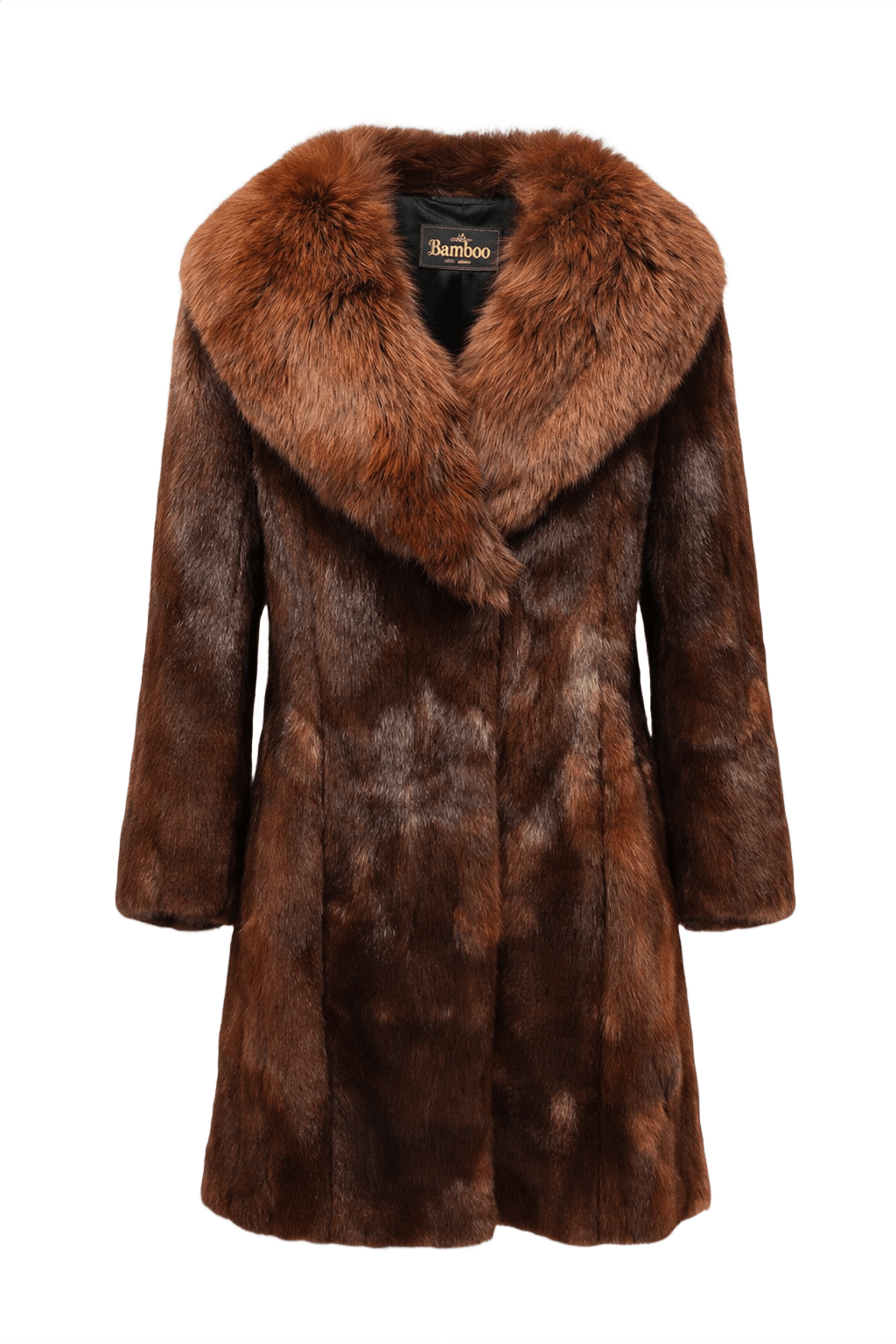 1980s Bamboo Rich Chocolate Brown Mink Fur Coat - Product View