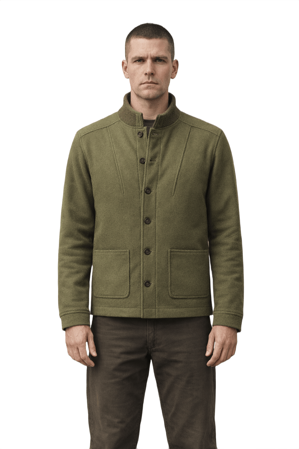 70s Alpha Industries Olive Green Wool Blend Jacket - Model