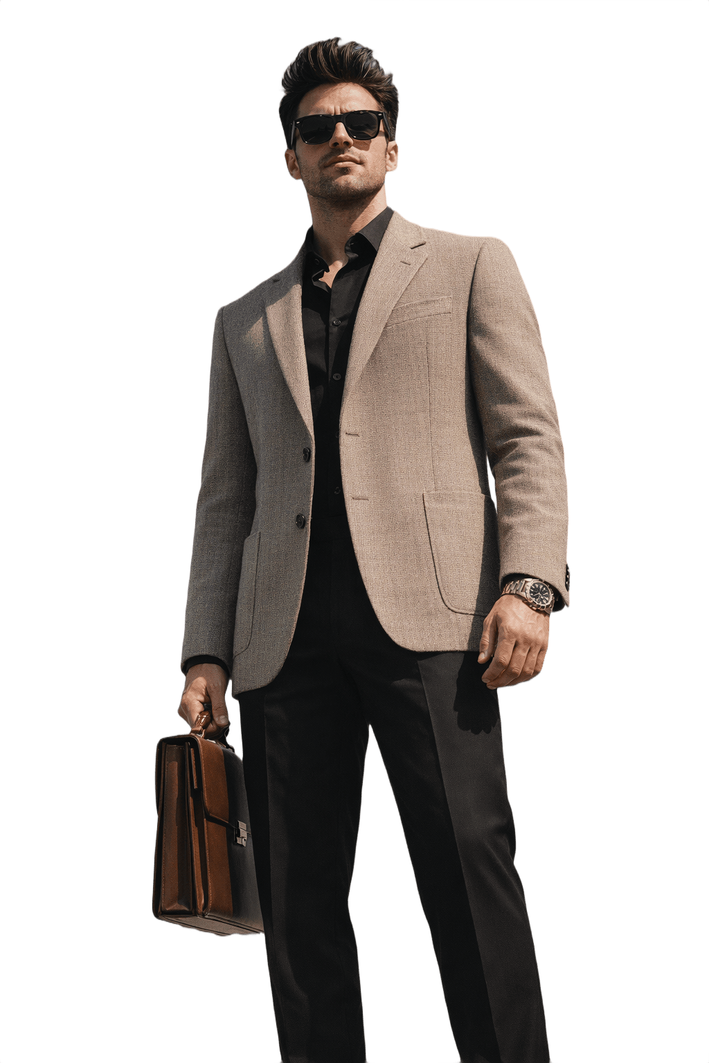 80s YSL Taupe Brown Wool Blend Blazer - Model