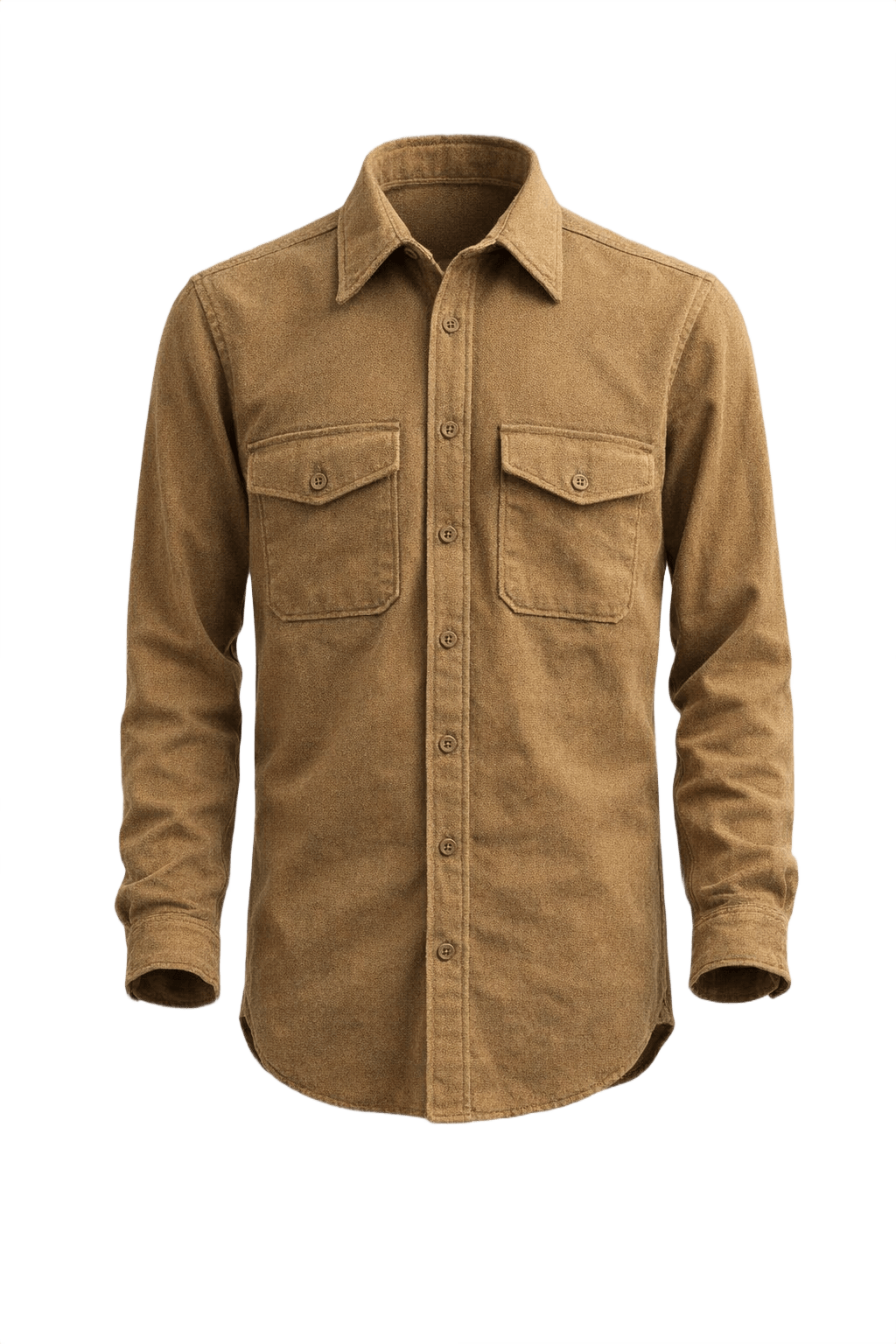 40s Olive Drab Wool Military Shirt - Front View
