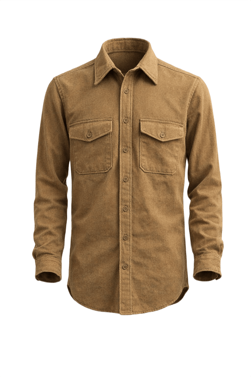 40s Olive Drab Wool Military Shirt - Front View