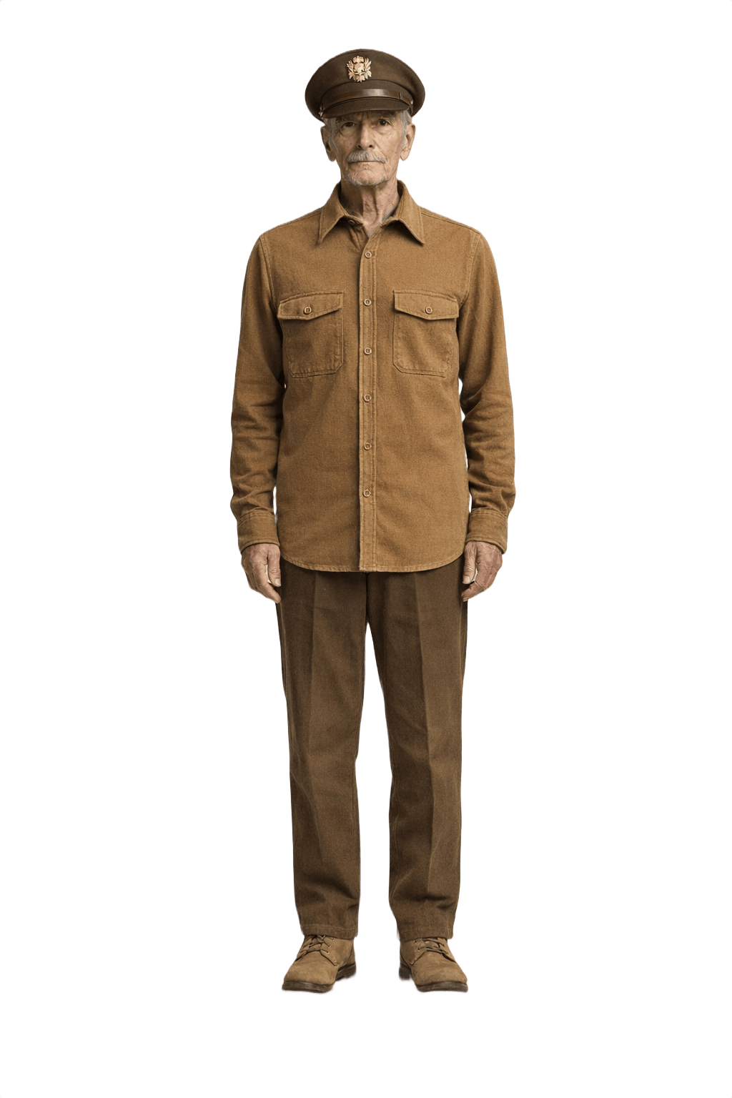 40s Olive Drab Wool Military Shirt - Model