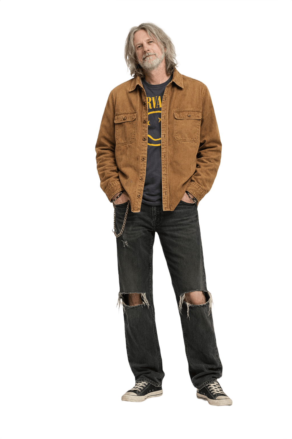 90s Carhartt Light Brown Canvas Shirt Jacket - Model