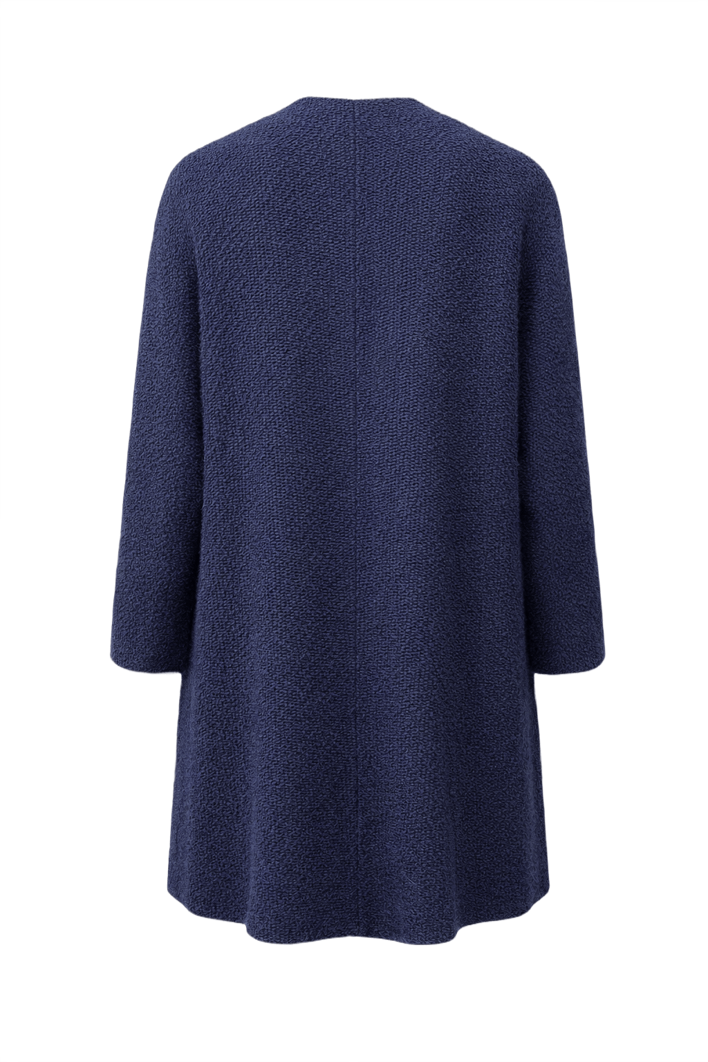 Mid-Century Rothmoor Navy Blue Wool Bouclé Coat - Back View
