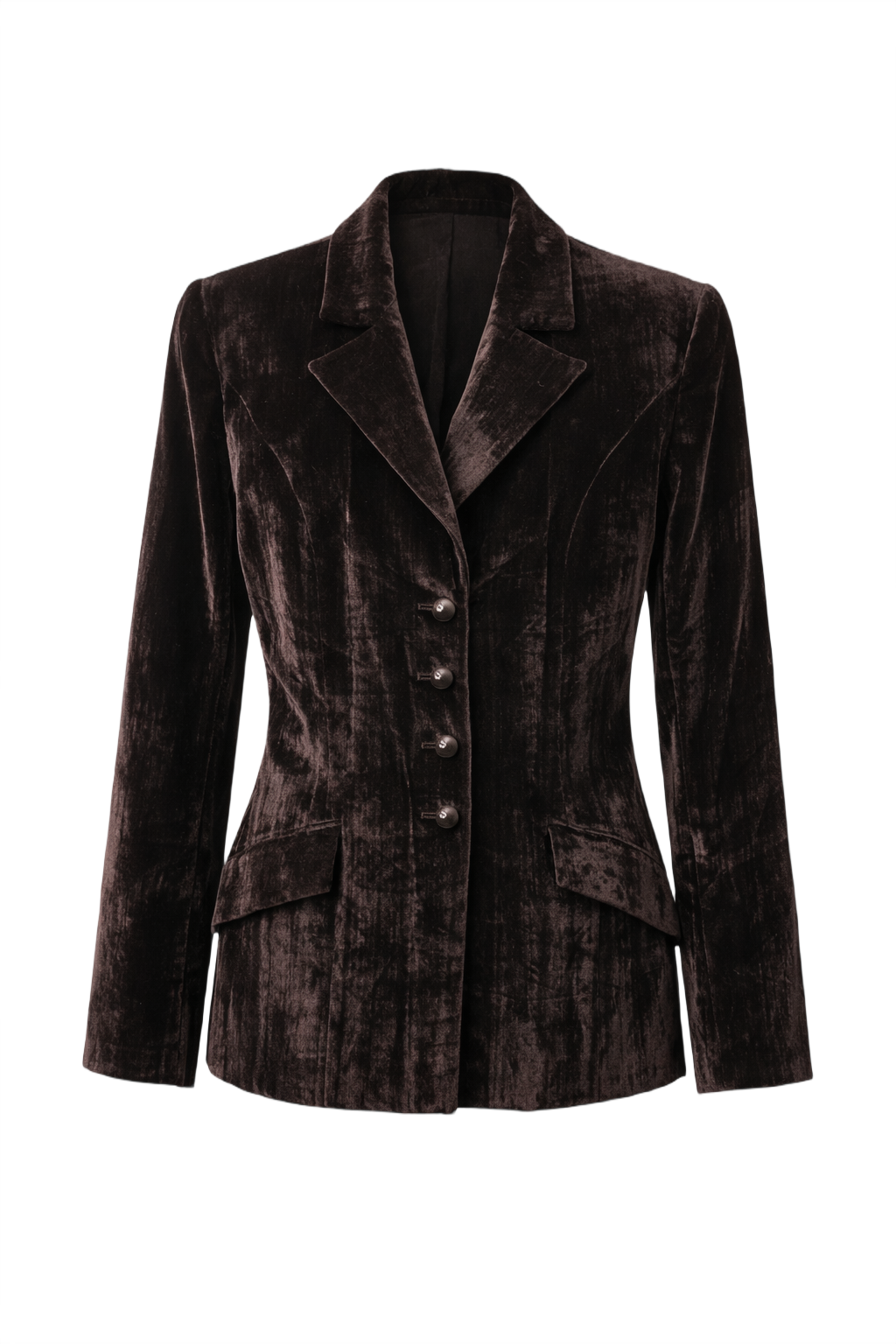 90s Valentino Deep Espresso Brown Velvet Blazer - Front View
