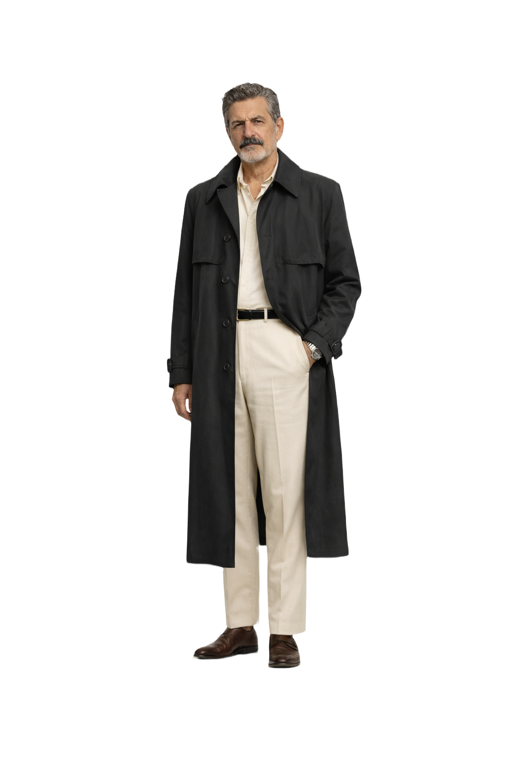 80s Grandma Did It Black Wool Blend Trench Coat