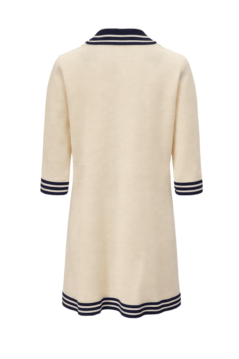 1960s Unknown Cream White Wool Dress - Front View
