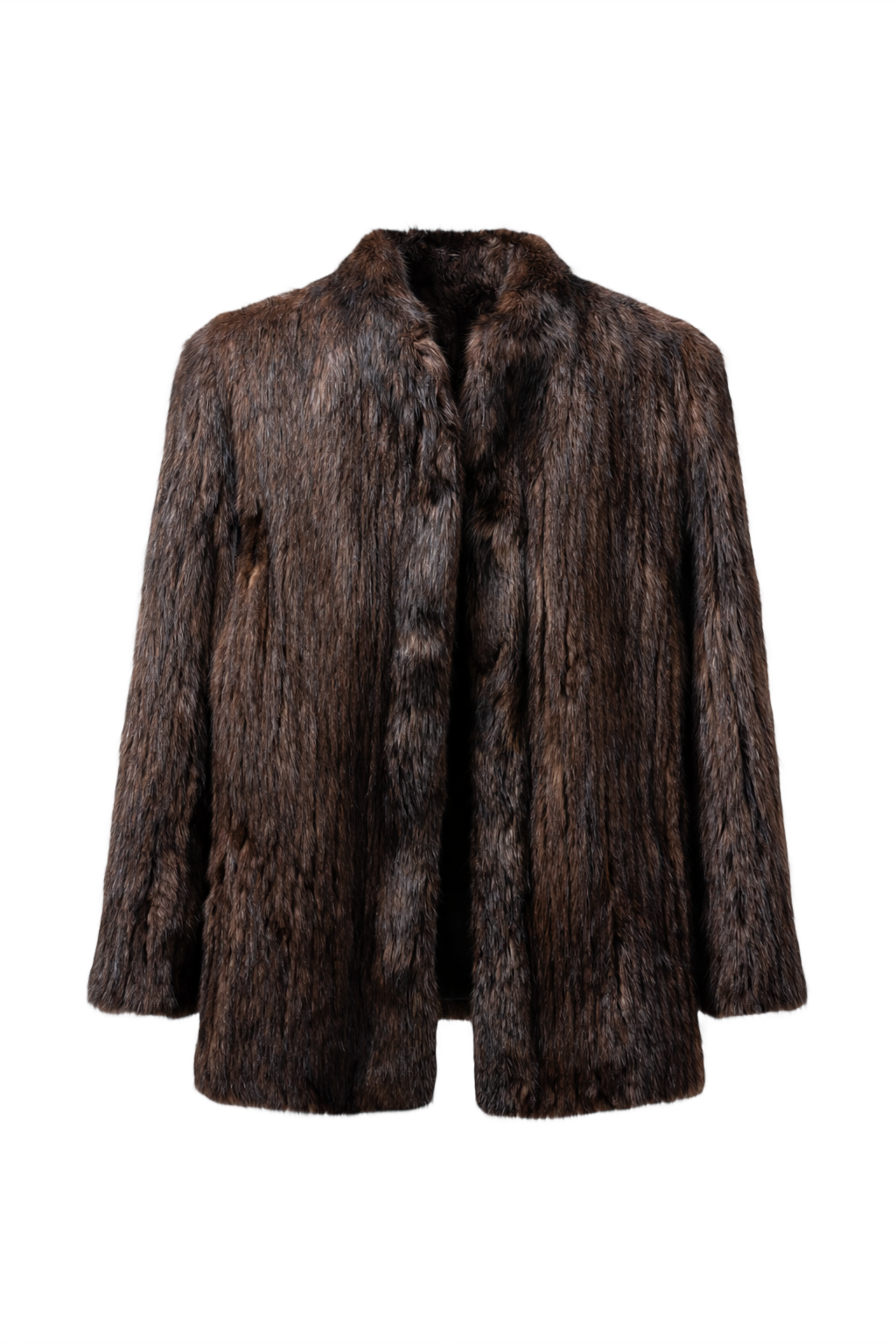 80s Dark Brown Fur Coat - Front View
