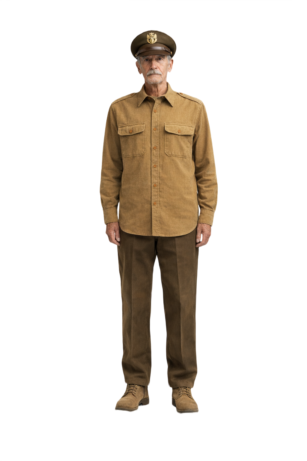 1940s Military Olive Green Cotton Shirt