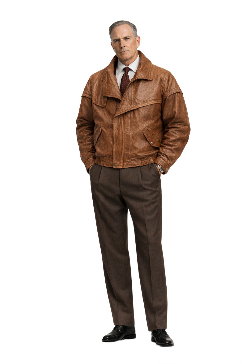 80s GRANDMA DID IT BETTER Brown Leather Oversized Jacket