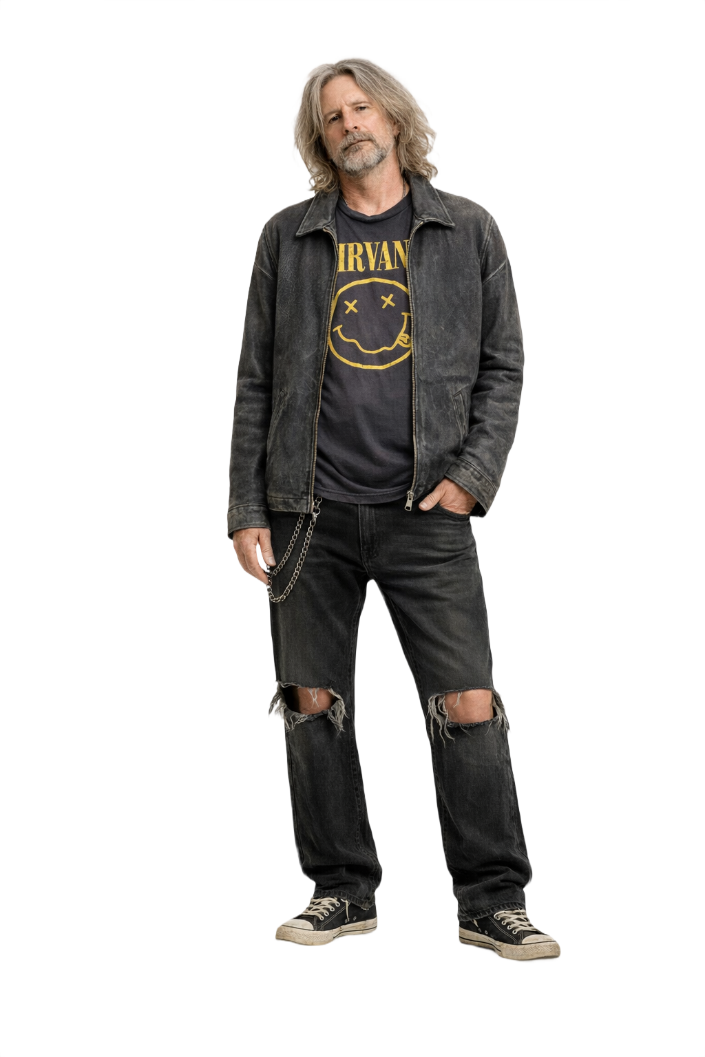 90s Black Distressed Leather Jacket