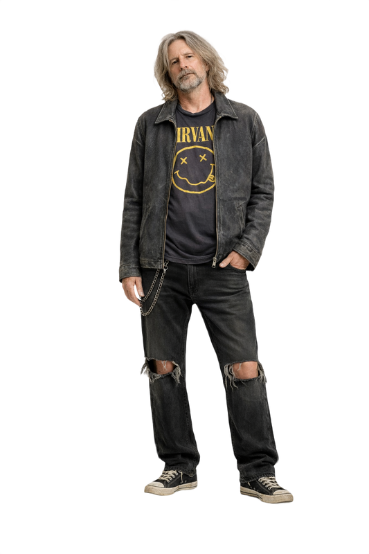 90s Black Distressed Leather Jacket