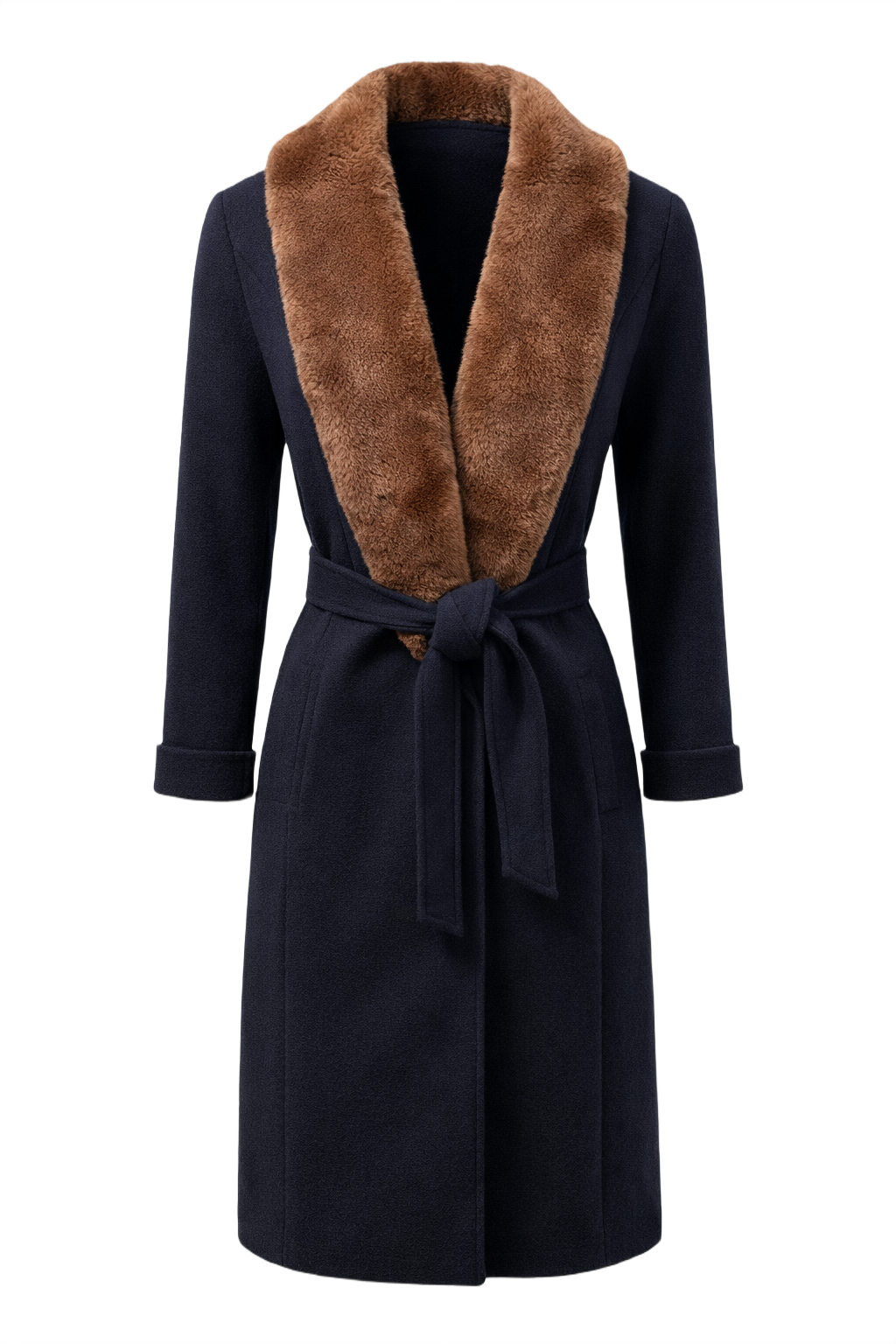 90s Perri Ellis Navy Blue Wool Coat - Front View
