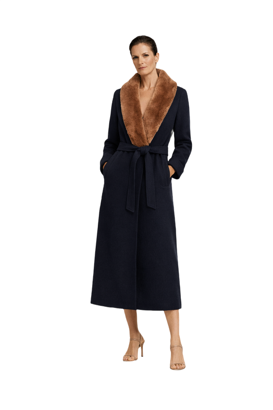 90s Perri Ellis Navy Blue Wool Coat