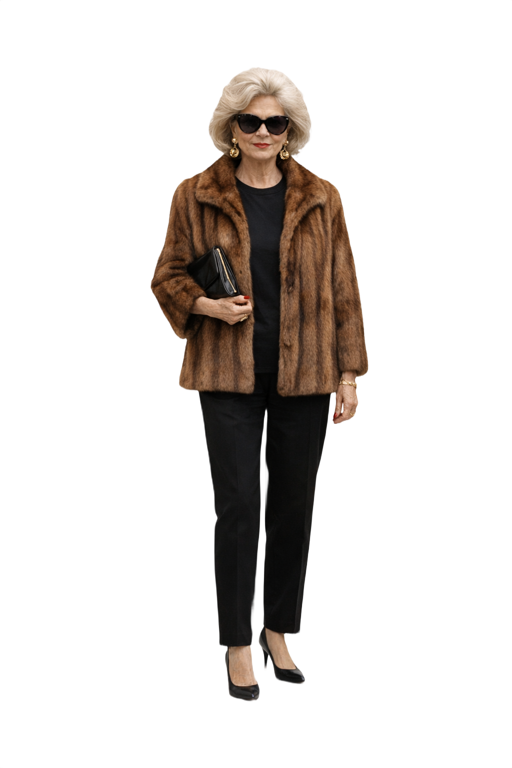 80s GRANDMA DID IT BETTER Brown Fur Coat - Model