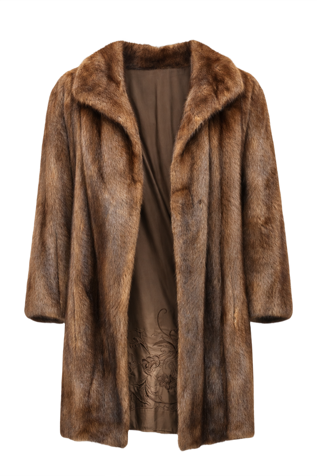 80s GRANDMA DID IT BETTER Brown Fur Coat - Front View