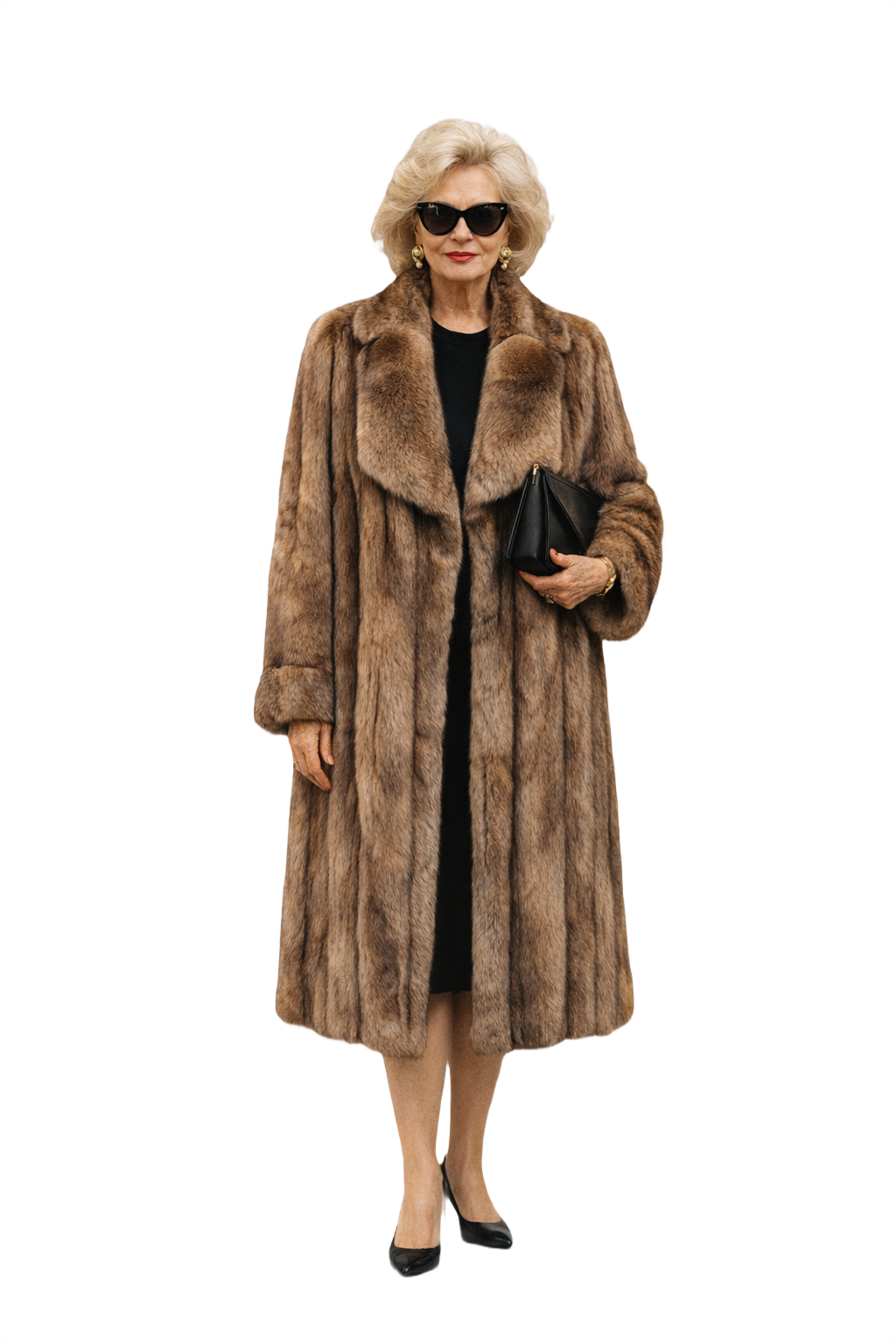 80s Grandma Did It Better Brown Fur Coat - Model