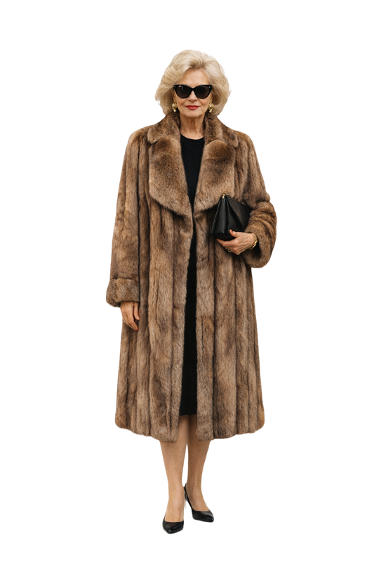 80s Grandma Did It Better Brown Fur Coat - Model