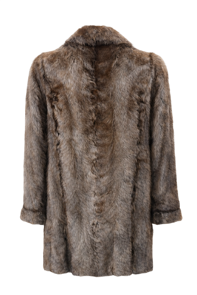 80s Grandma Did It Better Brown Fur Coat - Back View