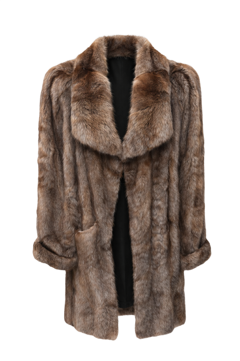 80s Grandma Did It Better Brown Fur Coat - Front View
