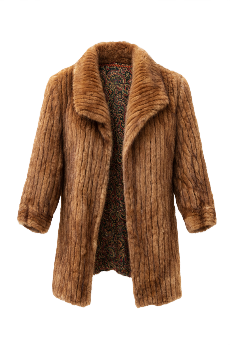 1980s Brown Fur Coat - Front View