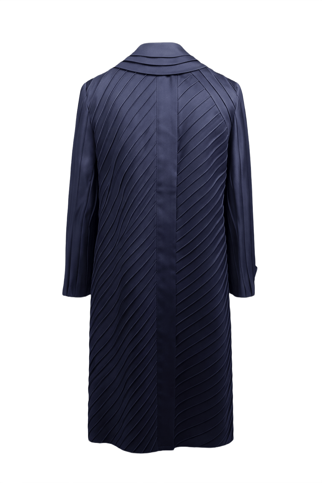 70s GRANDMA Navy Blue Polyester Coat - Back View