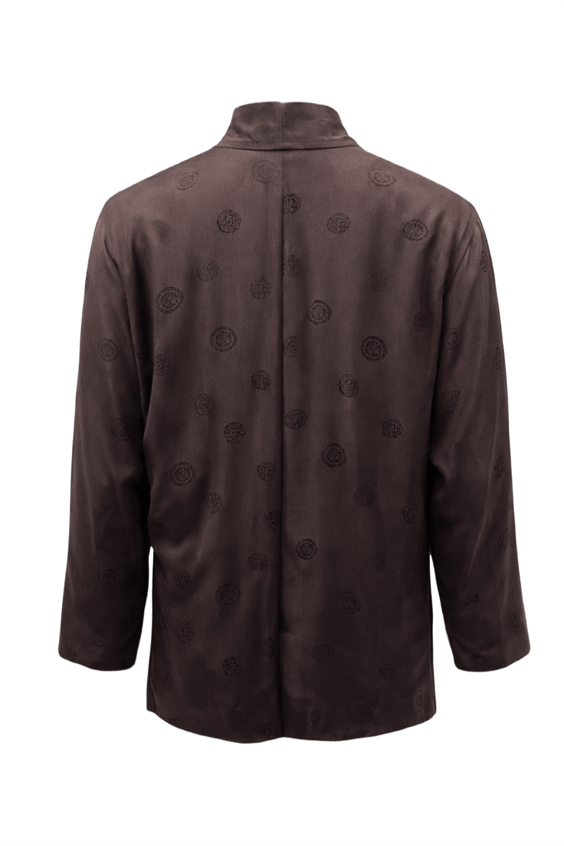 80s Dark Brown Silk Jacket - Back View