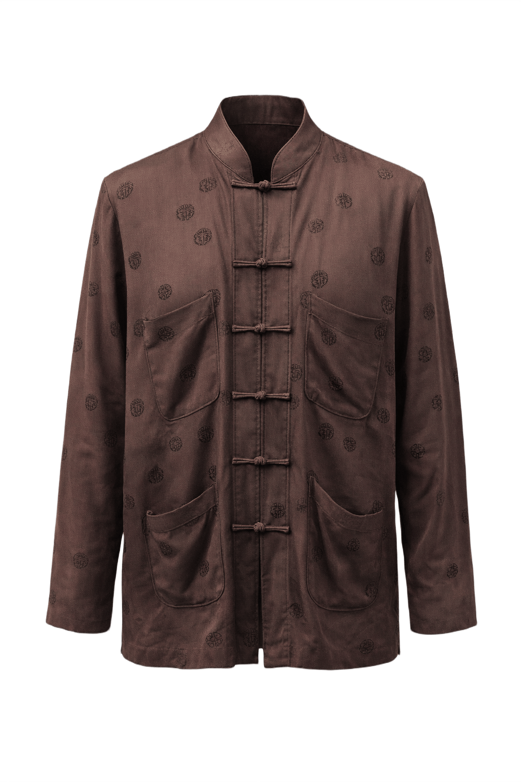 80s Dark Brown Silk Jacket - Front View