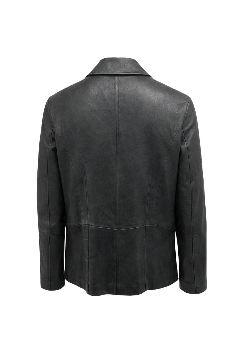 90s Black Leather Jacket - Back View