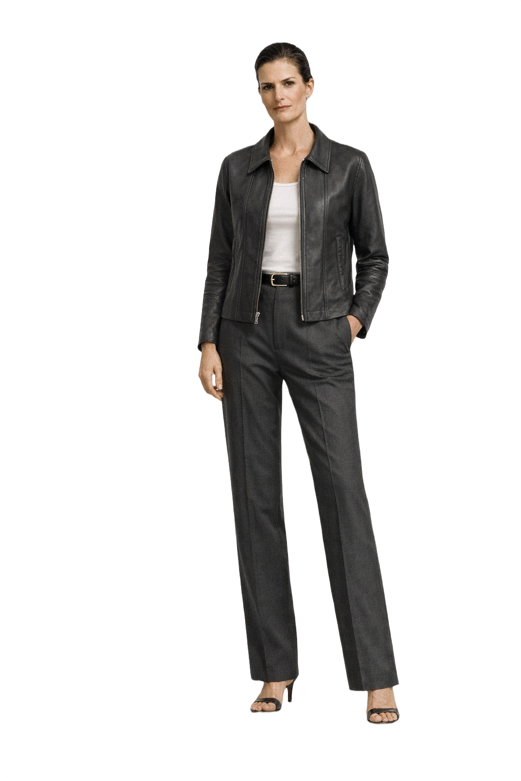 90s Black Leather Jacket - Model