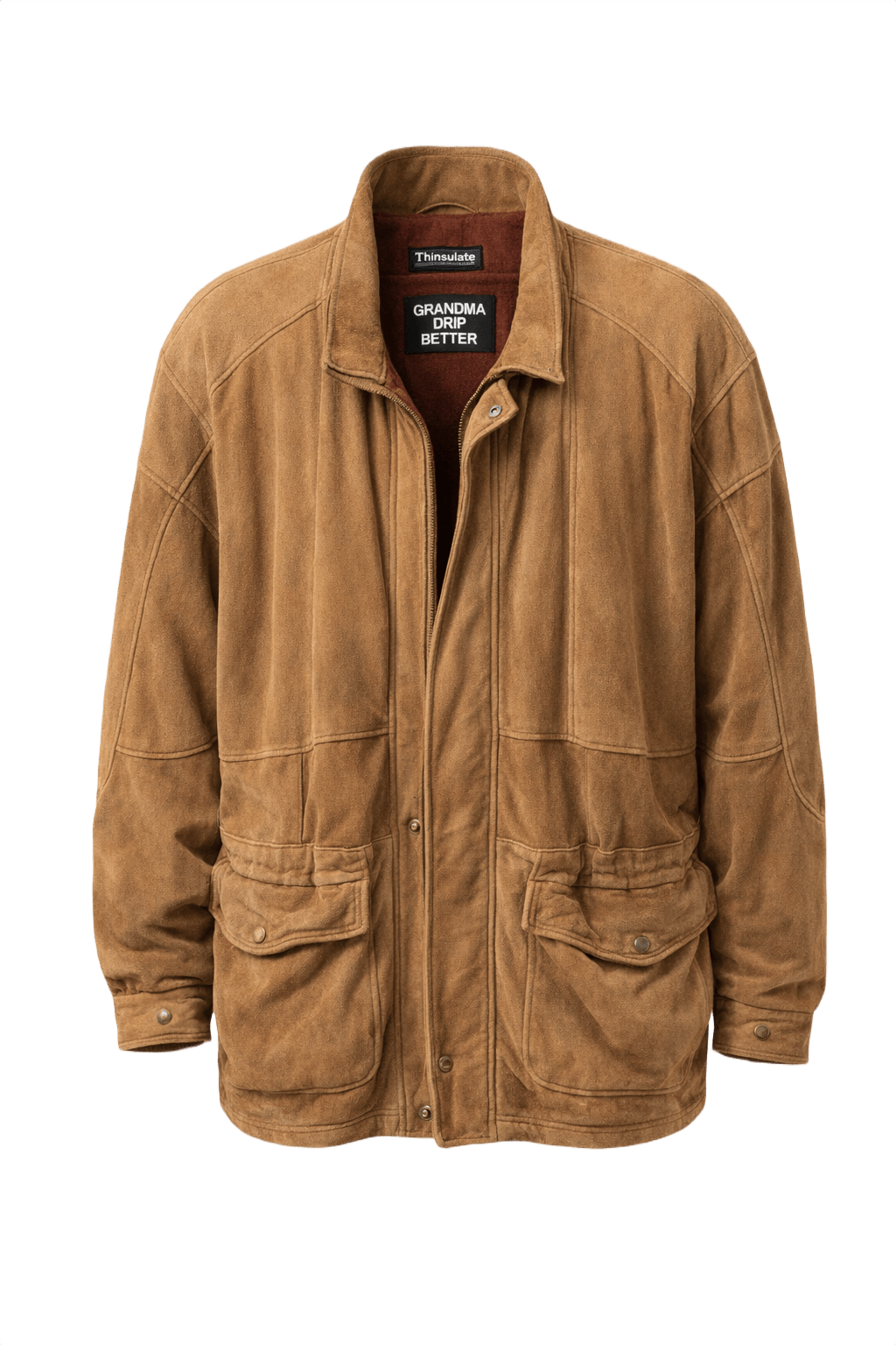 80s Brown Leather Jacket - Front View