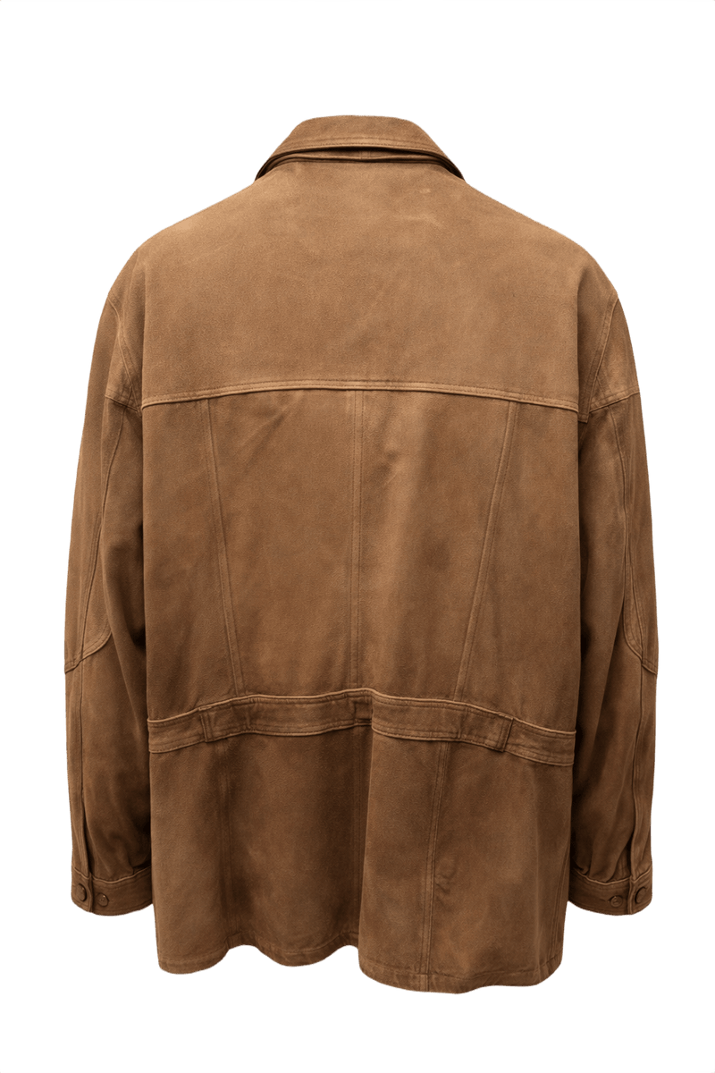 80s Brown Leather Jacket - Back View