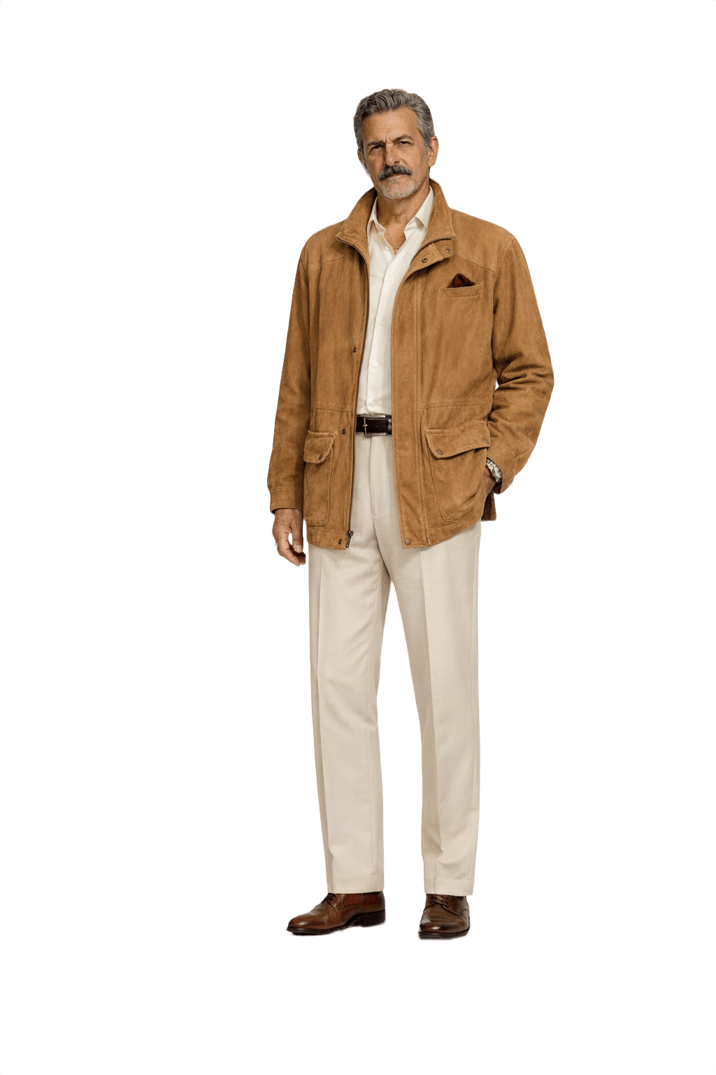 80s Brown Leather Jacket - Model