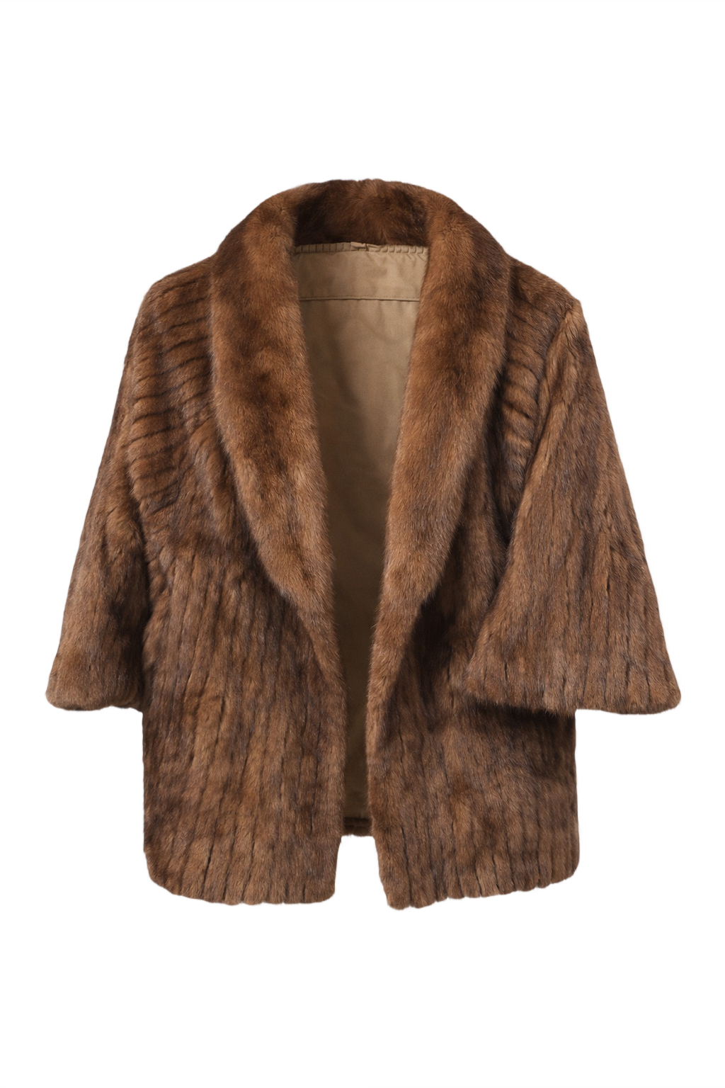 Mid-Century Brown Fur Coat - Front View